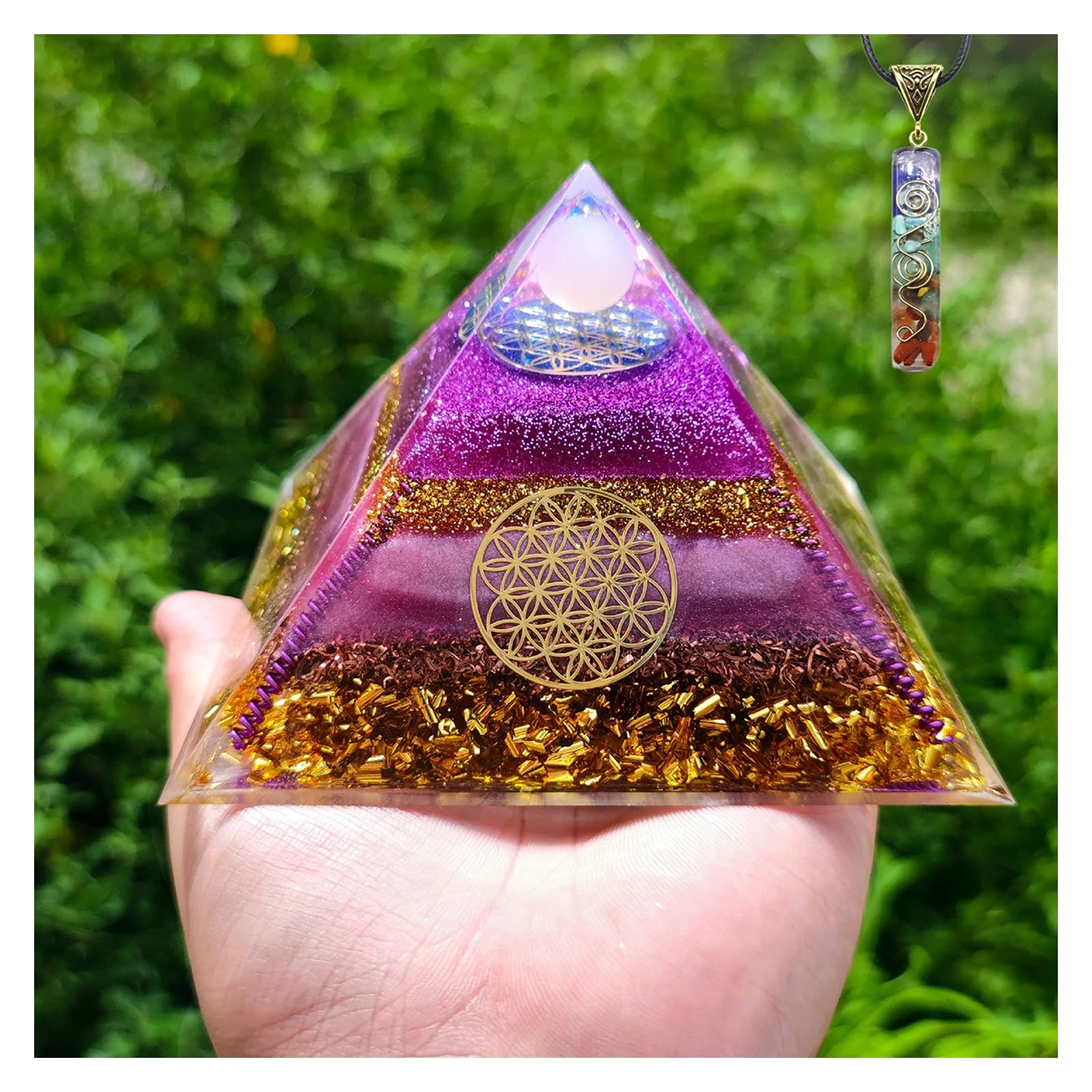 Orgone Pyramid Quartz Crystal Energy Generator Kit - 15cm for Meditation, Spiritual Enhancement, Yoga, Chakra & Reiki | Positive Energy Amplifier for Home, Office & Sacred Spaces