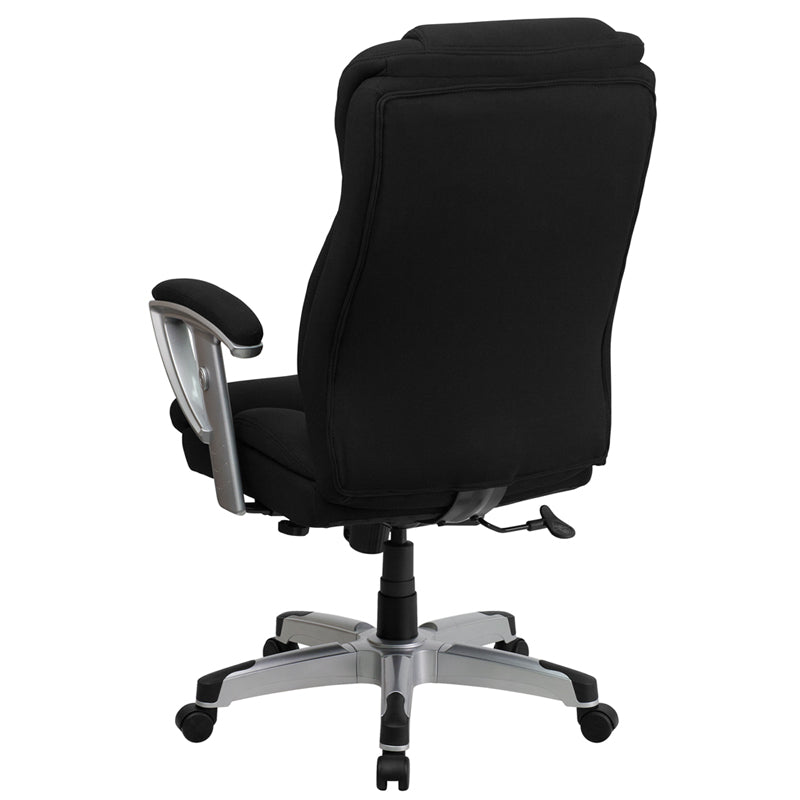 HERCULES Series Big & Tall 400 lb. Capacity Black LeatherSoft Executive Ergonomic Office Chair with Silver Adjustable Arms - Perfect for Home Office, Gaming, and Professional Workspaces