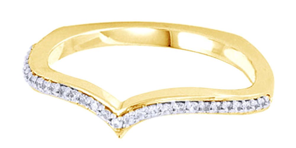 14K Solid Gold Round White Natural Diamond V-Band Ring (0.08 CTTW) - Perfect for Engagement, Wedding, Anniversary & Everyday Elegance