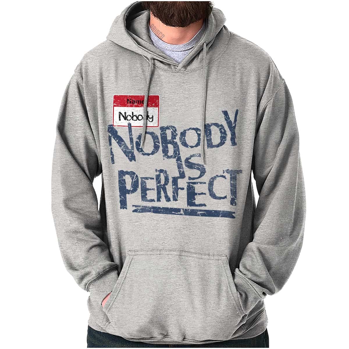 Brisco Brands Sarcastic 'Nobody is Perfect' Hoodie for Men - Funny & Comfortable Hooded Sweatshirt | Perfect for Casual Wear, Street Style & Gifts
