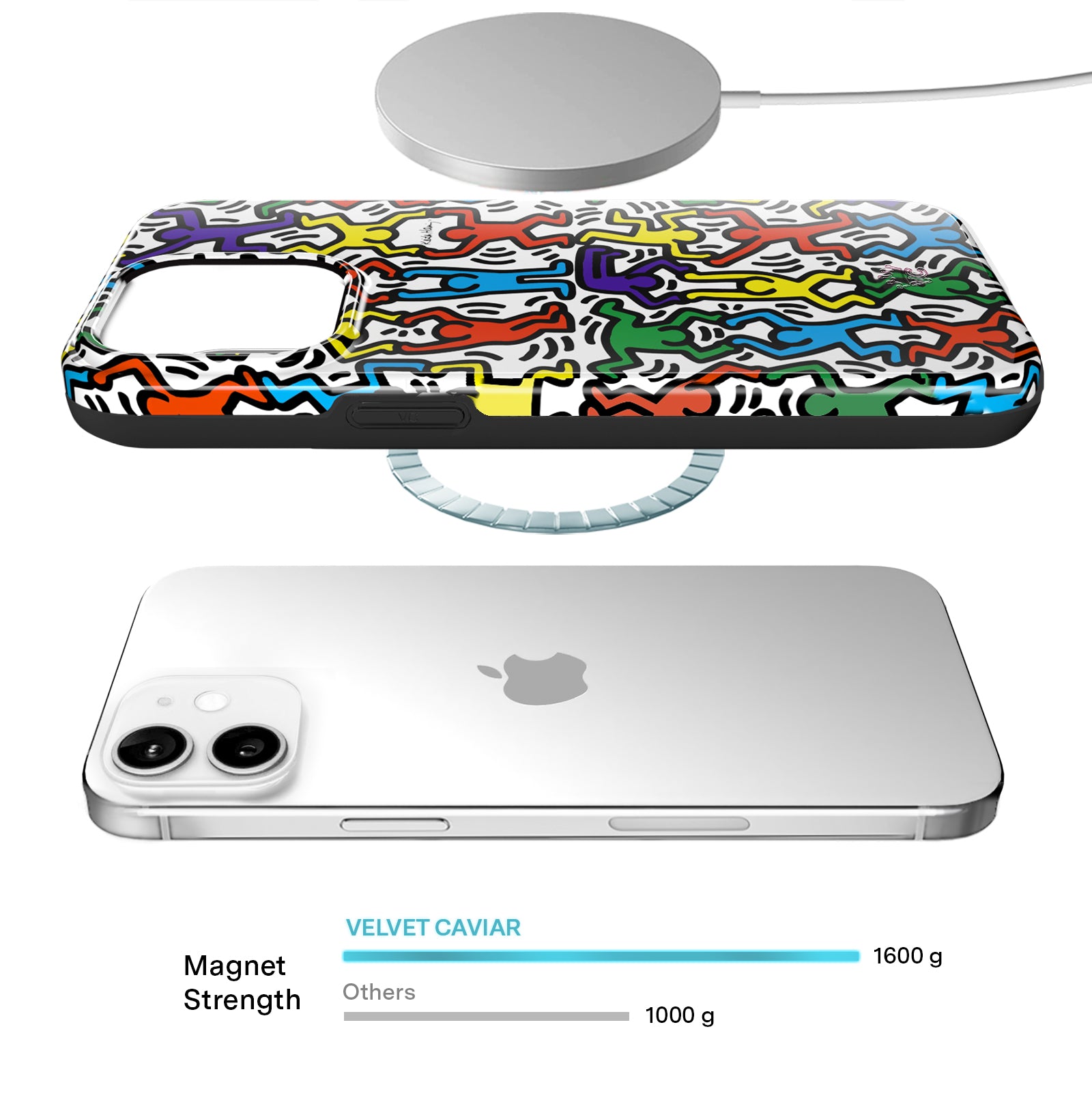 Keith Haring Rainbow Dancers iPhone Case - Artistic Protective Cover for iPhone 11/12/13/14/15 Pro Max - Vibrant Pop Art Design - Perfect for Fans, Artists & Trendy Accessories Lovers