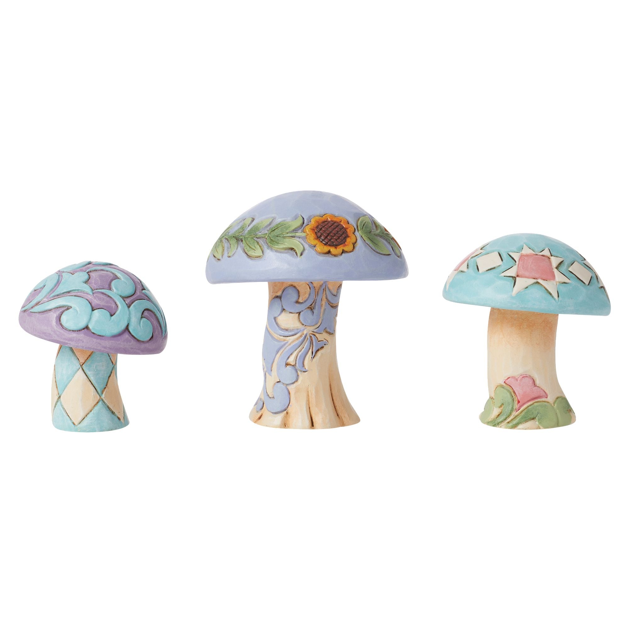 Set of 3 Decorative Mushroom Figurines - Cute Home Decor for Shelf, Garden, or Fairy Garden Display