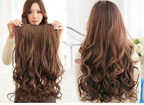 24 Inch Golden Hair Clip-in Extensions & Wigs for Women & Girls - 5 Piece Highlighted Hairpiece Set for Parties, Cosplay & Daily Styling