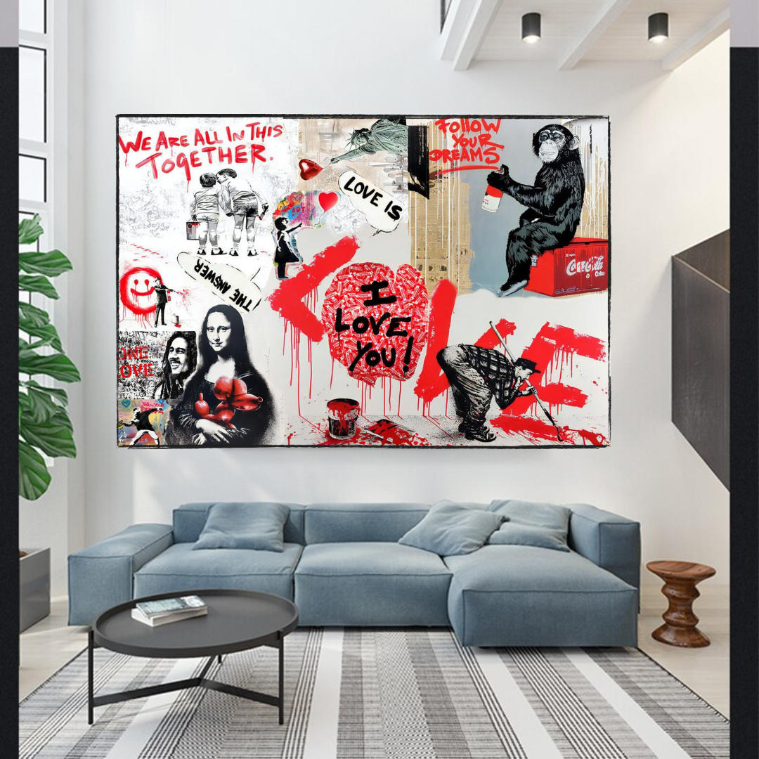 Banksy 'We Are All in This Together' Canvas Wall Art - Modern Home Decor for Living Room, Bedroom & Office