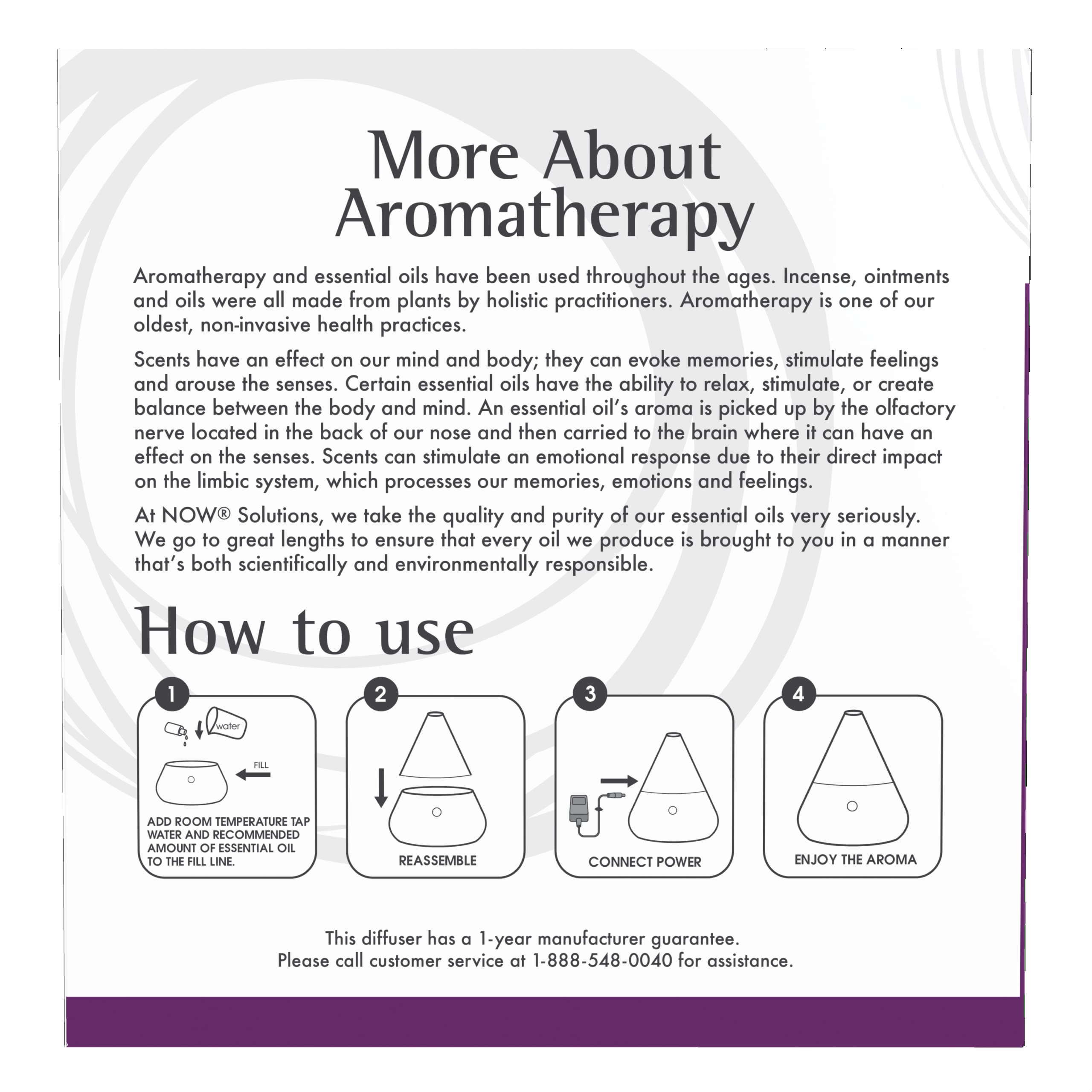 NOW Foods Essential Oils Ultrasonic Aromatherapy Diffuser - Ultra Quiet, No Heat, Easy Clean with Color Changing LED Lights for Home, Office, Yoga & Spa Relaxation