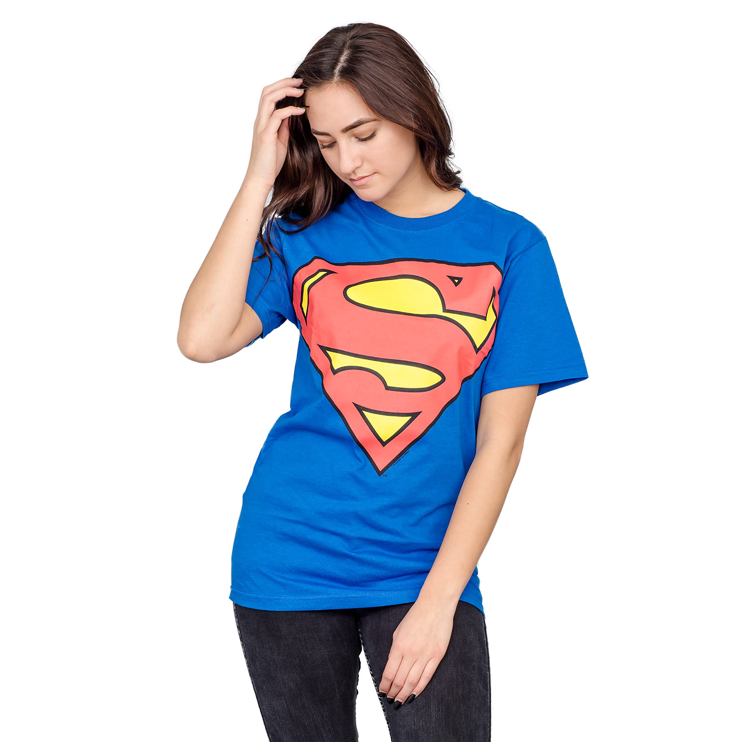 **Men's Superman Classic Logo T-Shirt - 100% Cotton Superhero Graphic Tee | Official DC Comics Merchandise | Perfect Gift for Fans | Cosplay, Comic Con & Halloween Costume | Casual Wear for Movie Nights, Birthday Parties & Superhero-Themed Events | Great for Comic Book Stores, Fan Meetups & Everyday Outfits**
