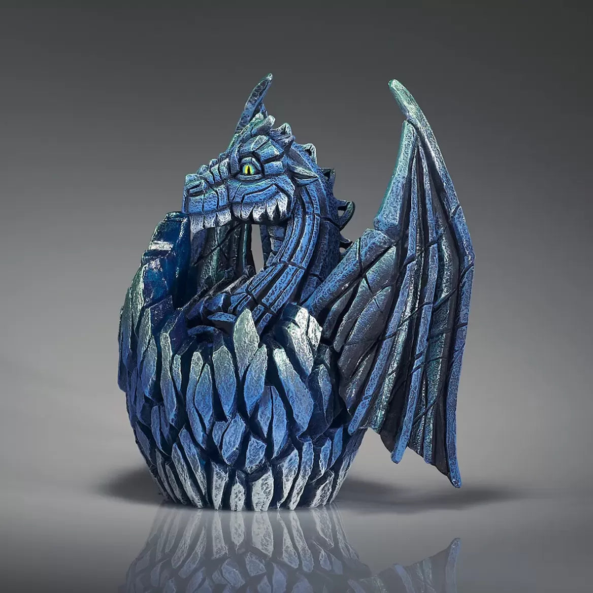 Blue Dragon Egg Edge Sculpture - Handcrafted Asian Home Decor for Living Room, Office & Feng Shui Gifts