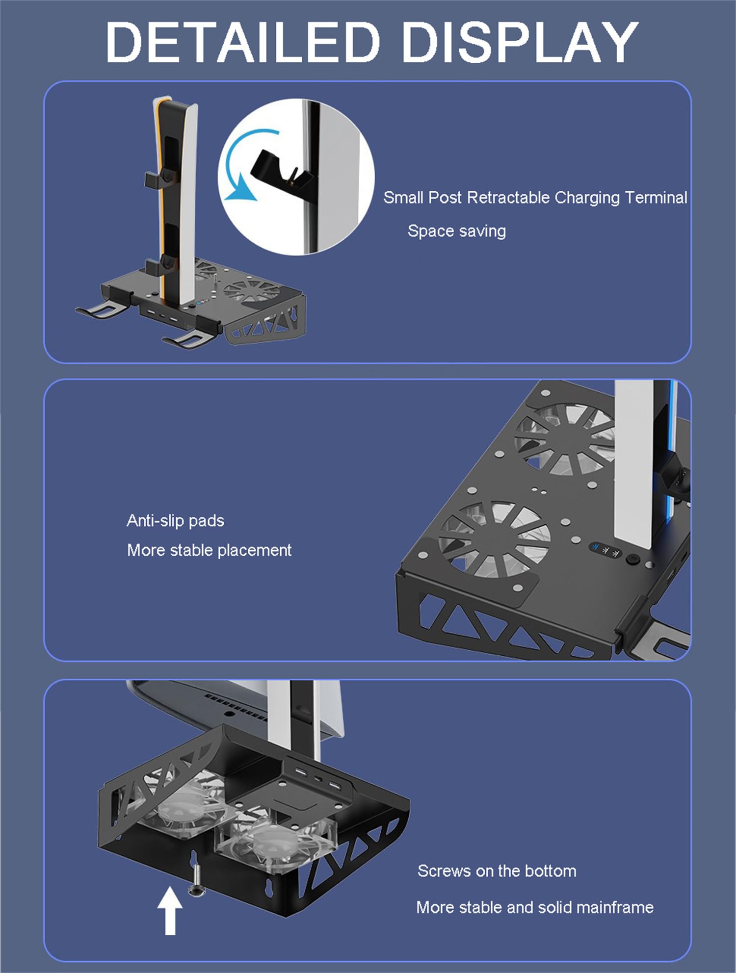 Scosao PS5/PS5 Slim Wall Mount with Charging Station & Cooling System - Steel Wall Mount Bracket for PS5/PS5 Slim (Optical & Digital Edition) - Perfect for Gaming Rooms & Small Spaces