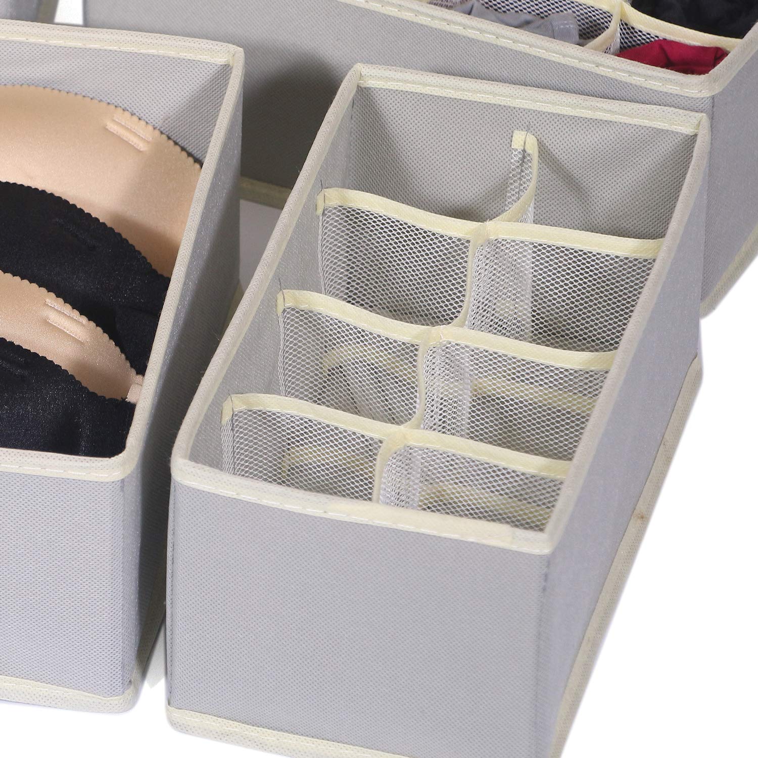 9-Pack Foldable Fabric Drawer Organizers - Closet Storage Boxes for Underwear, Socks, Bras & Baby Clothes | Space-Saving Dresser Dividers & Nursery Organization Solutions (Gray) - Perfect for Bedroom, Closet & Travel Storage