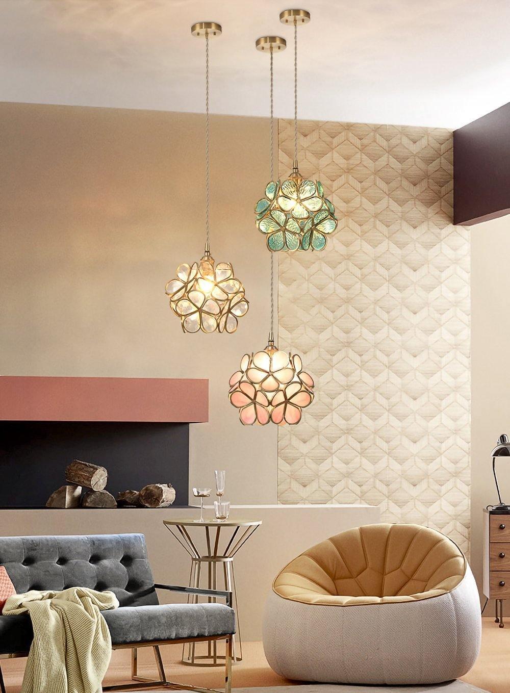 Modern Glass Petal Pendant Light - Elegant Floral Ceiling Lighting Fixture for Dining Room, Kitchen Island & Bedroom Decor
