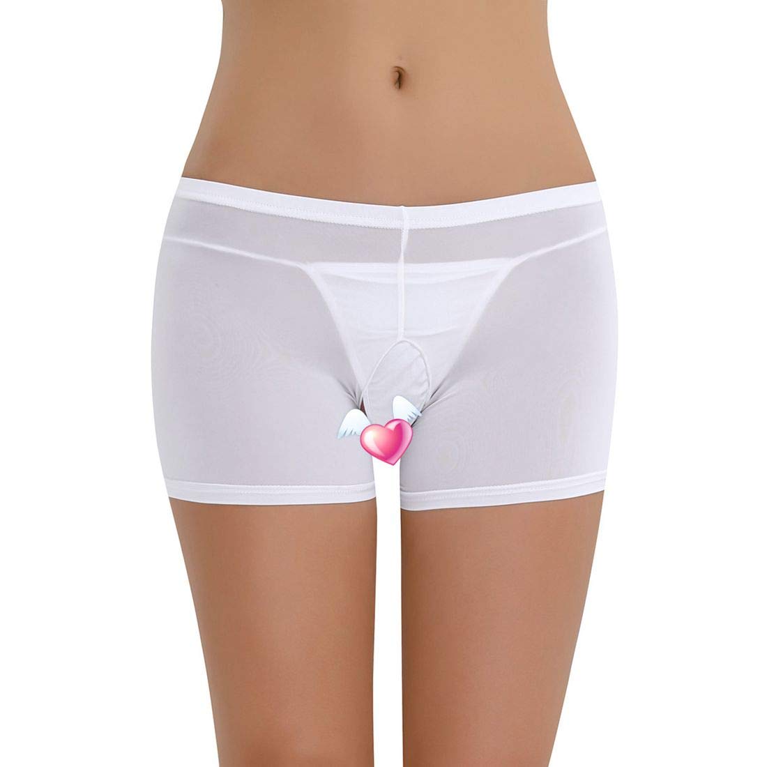 Sexy Sheer Mesh Women's Boy Shorts - Stretchy Lace Panties & Underwear for Comfort & Style - Perfect for Sleepwear, Lingerie, and Intimate Moments