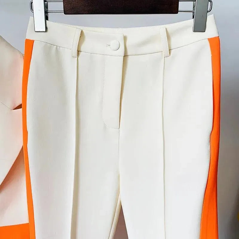 Stylish Contrast Patchwork Pantsuit for Women - Trendy Two-Piece Outfit for Casual Wear, Office & Night Out
