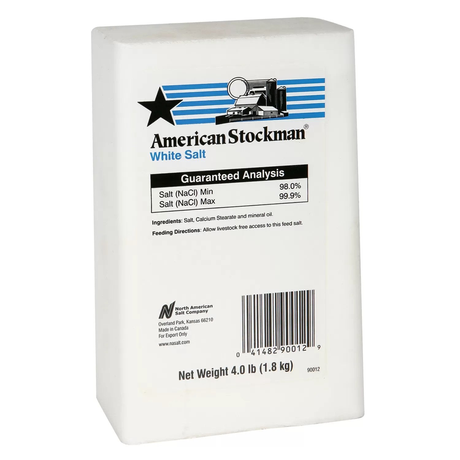 American Stockman® 4 Lb Natural Mineral Salt Block for Cattle, Horses & Livestock - Essential Nutrient Supplement for Pasture & Farm Animals