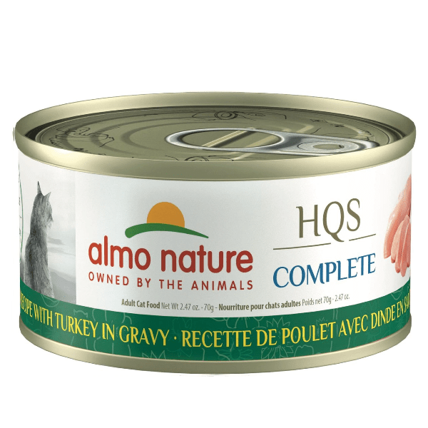 Almo Nature HQS Complete Chicken & Turkey in Gravy Canned Cat Food - Premium Wet Food for Adult Cats, High Protein Meal for Healthy Digestion - Perfect for Picky Eaters & Daily Feeding Routine