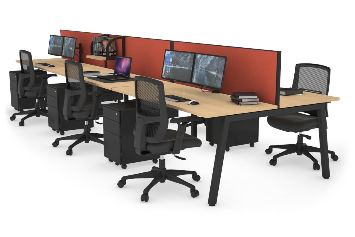 6-Person Office Workstation Desk - 1800L x 700W Dimensions - Ideal for Collaborative Workspaces & Team Projects