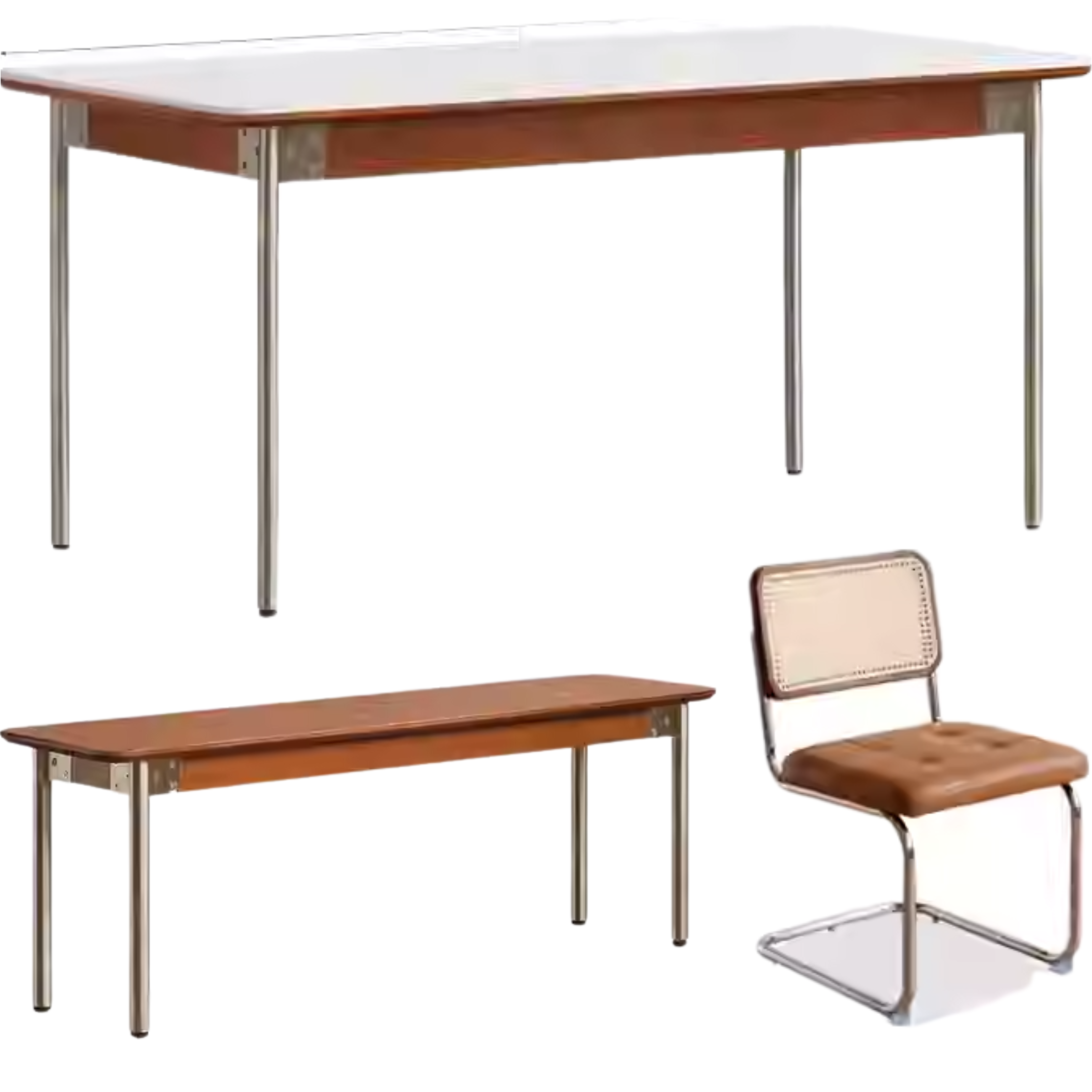 Modern Poplar Solid Wood Bauhaus Dining Table - Minimalist Scandinavian Style for Small Spaces - Perfect for Apartments, Breakfast Nooks & Cozy Dining Areas