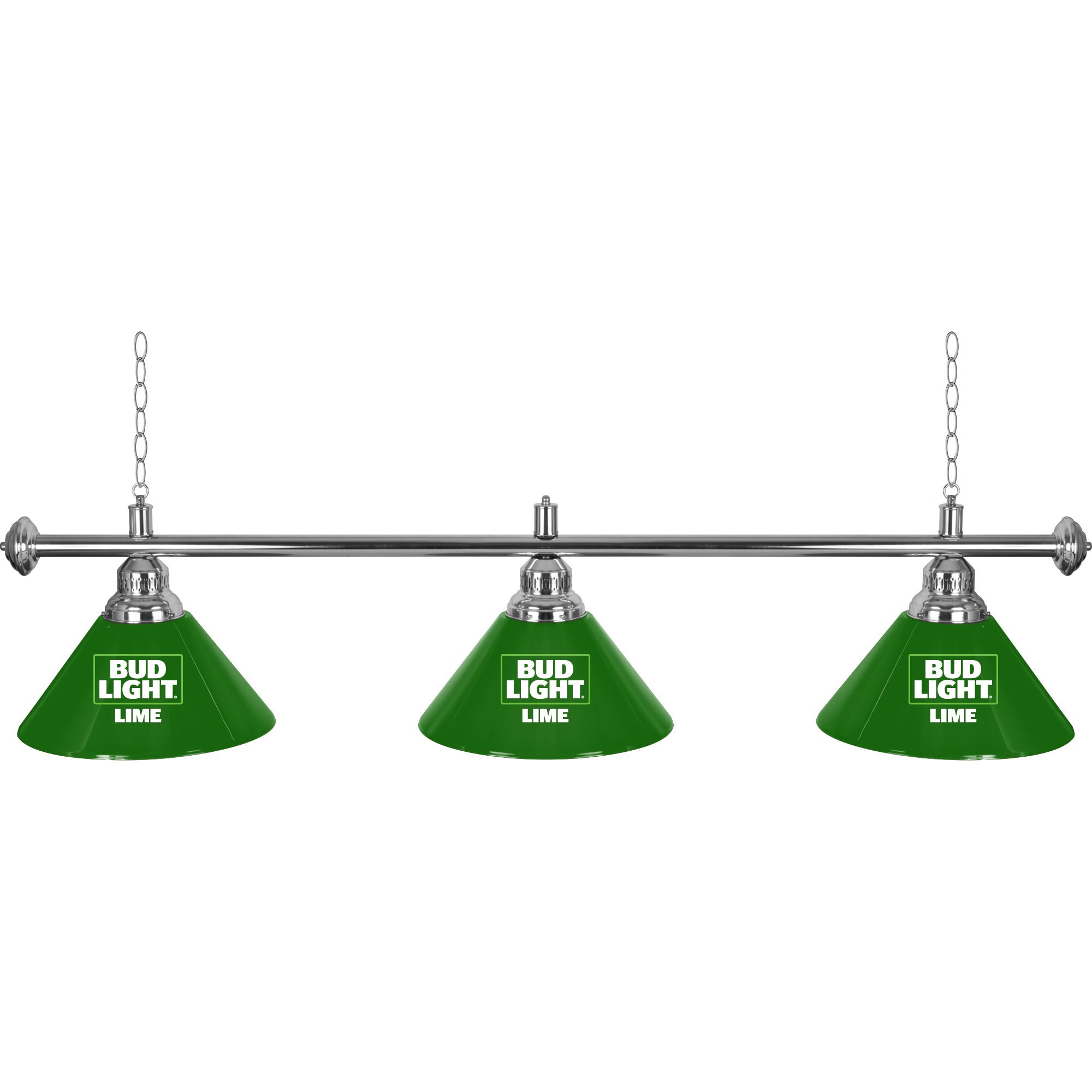 Trademark Gameroom 3-Shade Hanging Lamp with Pull Chain - 60-Inch Bud Light Lime Themed Light Fixture for Bar, Garage, or Man Cave Decor - Perfect for Game Rooms, Basements, and Sports Themed Spaces