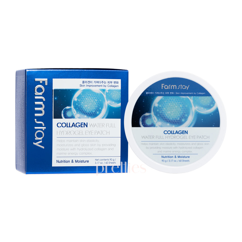 Farmstay Collagen Water Full Hydrogel Eye Patch 60pcs - Hydrating & Brightening Under Eye Treatment for Dark Circles & Puffiness - Perfect for Travel, Night Routine & Skincare Regimen