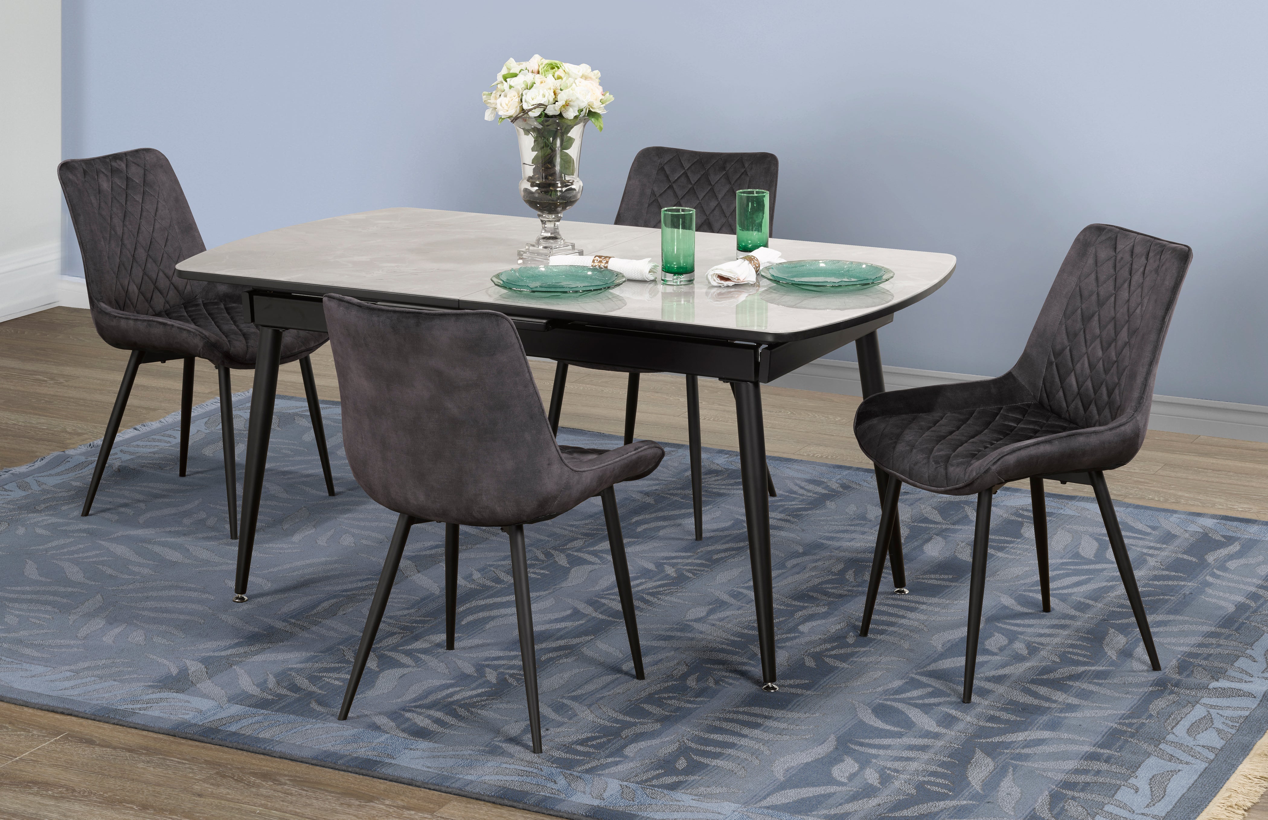 5-Piece Modern Grey Dining Set for Kitchen & Dining Room - Perfect for Small Spaces & Family Meals
