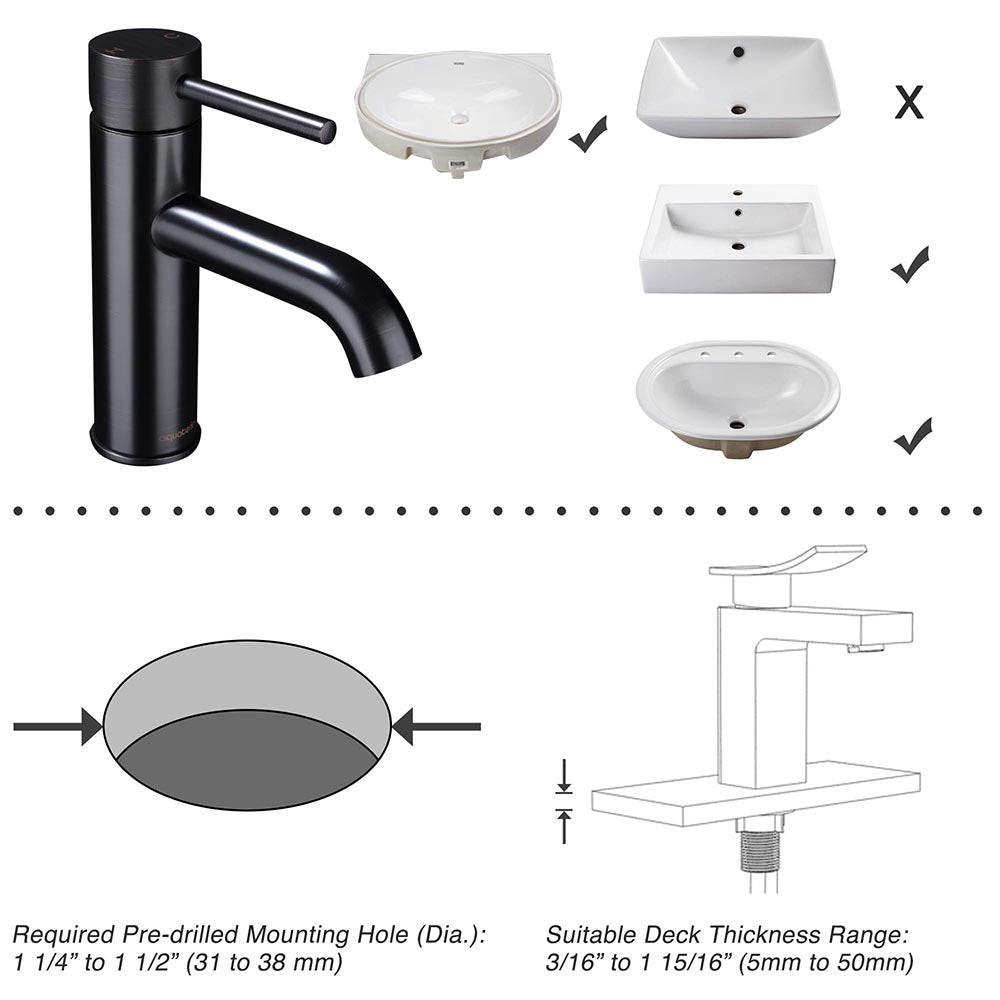 Aquaterior Single Handle Bathroom Faucet with 4 Spout - Hot & Cold Water Mixer for Sink, Vanity, and Powder Room - Perfect for Modern Home and Commercial Use