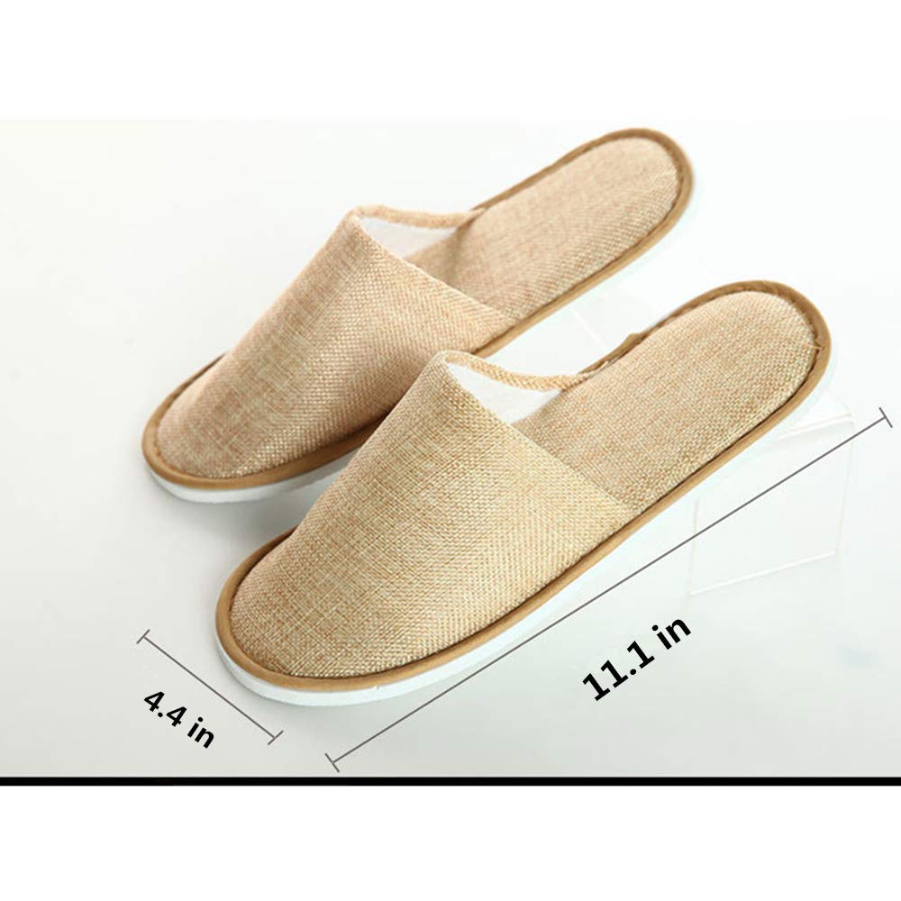 4 Pairs of Linen Spa Slippers for Men & Women - Soft Waffle Design Non-Disposable House Slippers, Universal Size (Gray) - Perfect for Home, Hotel, Salon & Relaxation