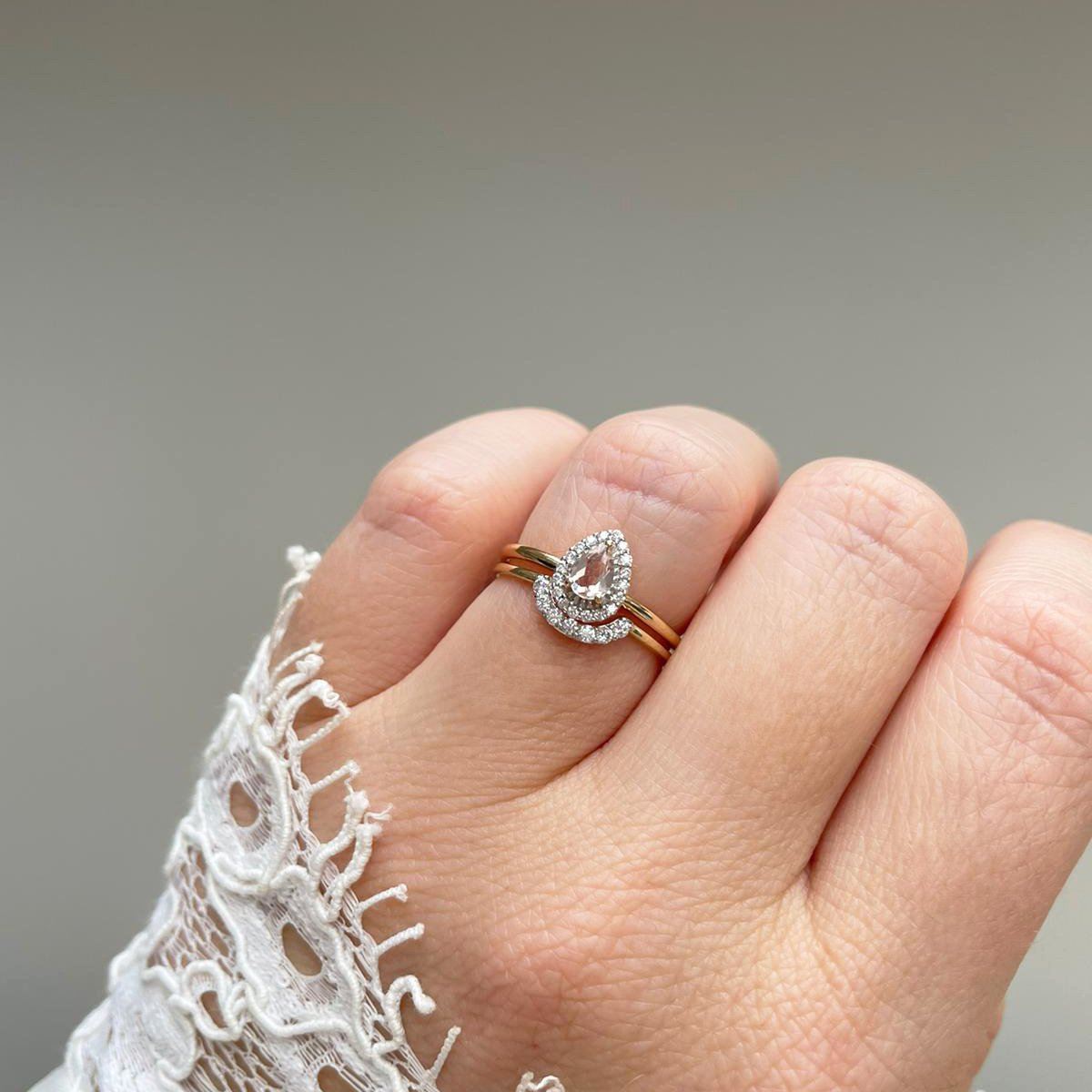 Diamond U-Shaped Hugging Ring - Elegant & Comfortable Promise Ring for Women - Perfect for Anniversaries, Engagements & Romantic Gifts