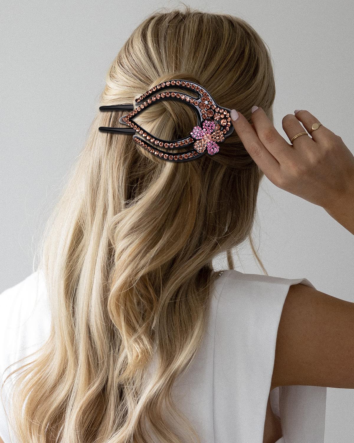 **Large Duckbill Hair Clips for Thick Hair – Rhinestone Ponytail Claw Clip for Women & Girls – Stylish Alligator Hair Pins for Thin Hair – Perfect for Work, Parties & Everyday Use**