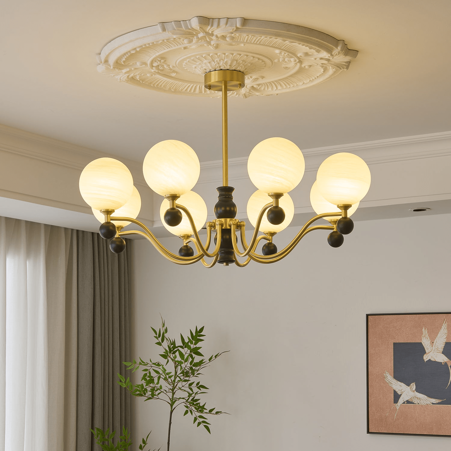 Aether Sphere Chandelier - Modern Crystal Ceiling Light Fixture for Dining Room, Living Room & Bedroom | Elegant Lighting Decor for Home & Office