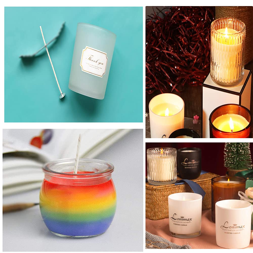 SMALUCK 100 Pcs Organic Soy Pre-Waxed Cotton Candle Wicks - 20cm & 10cm (8