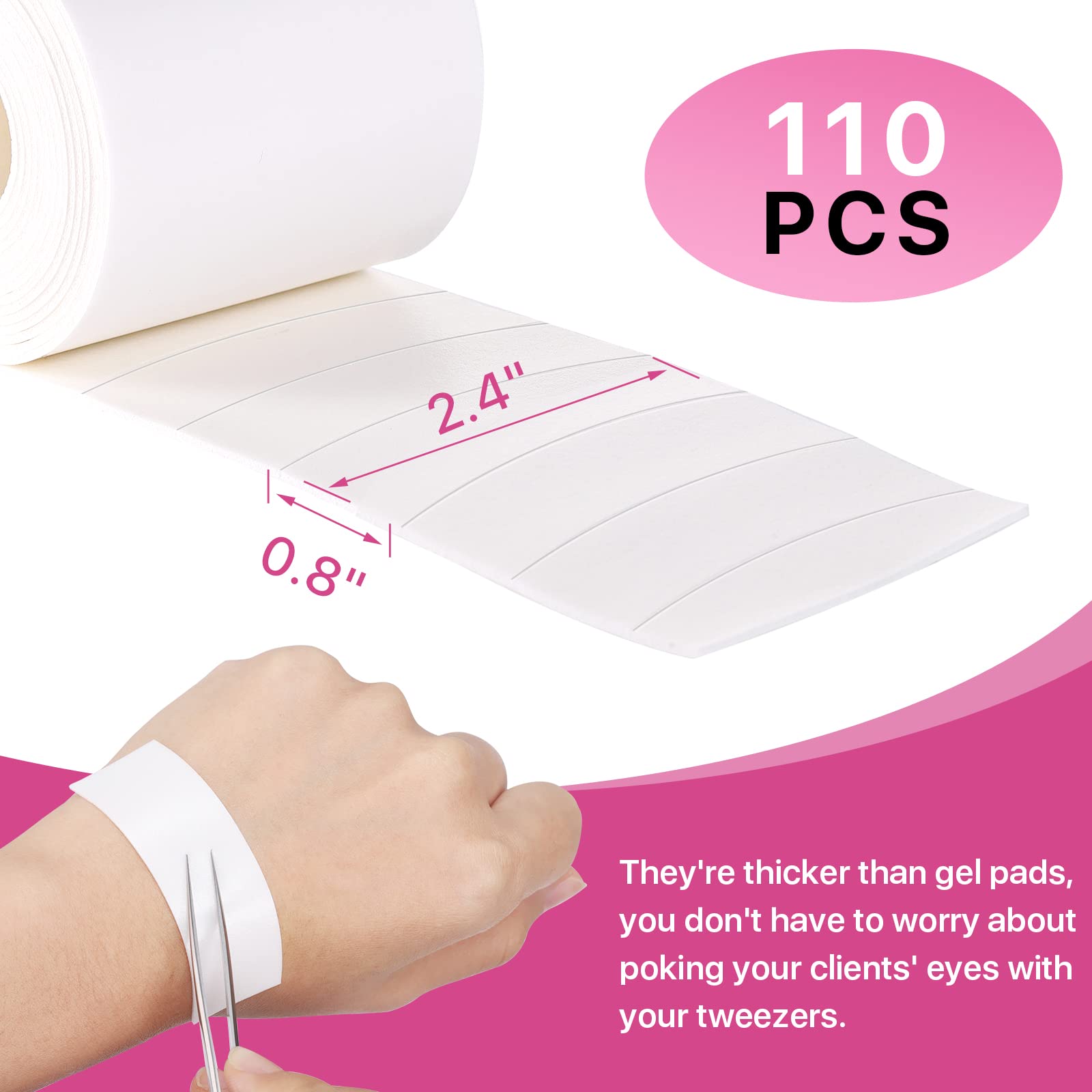 110 PCS Pre-cut Foam Eye Pads for Eyelash Extensions - Hypoallergenic, Lint Free Under Eye Pads for Professional Lash Artists - Perfect for Salon, Spa & Home Use