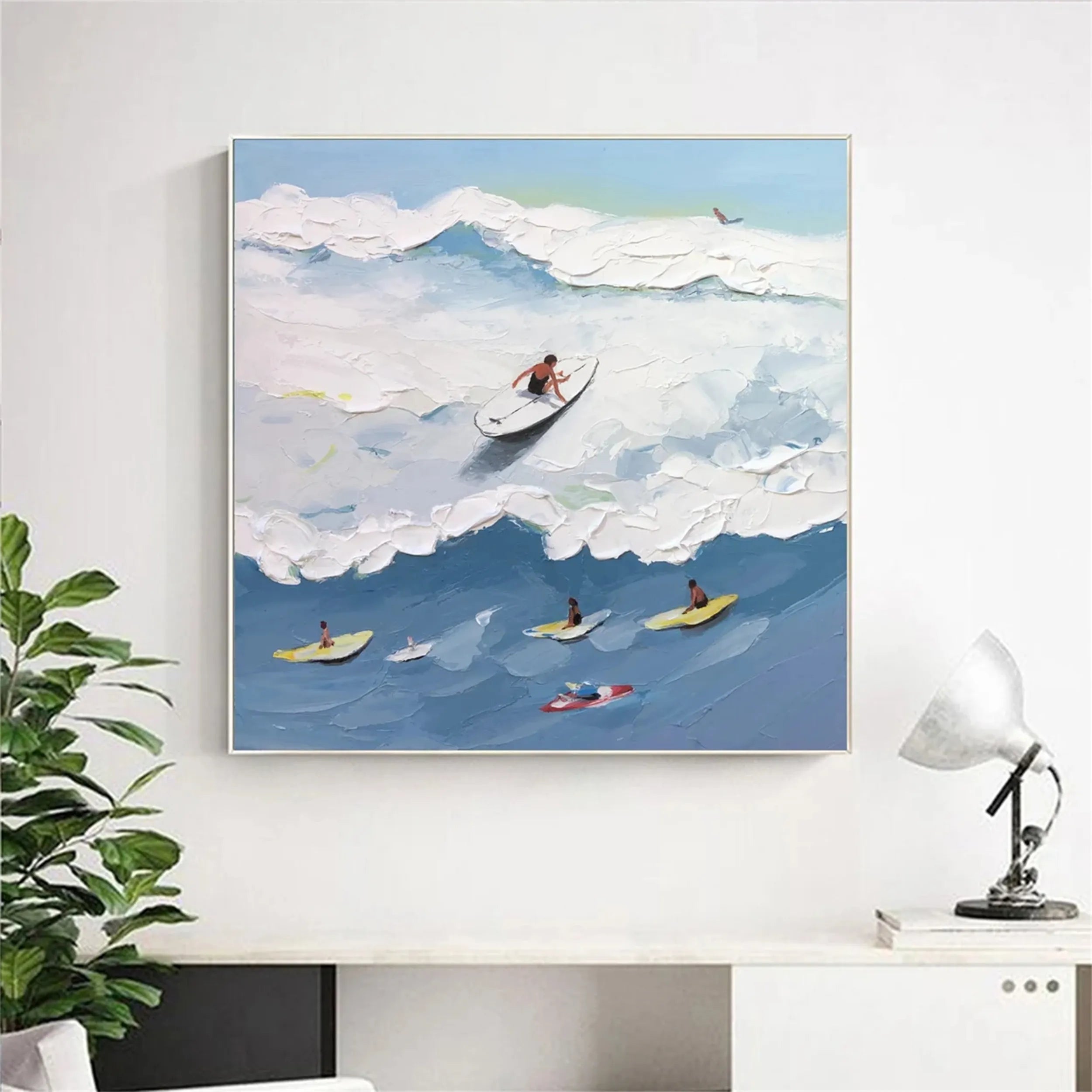 Seascape and Snowy Peak Landscape Painting - Wall Art Decor for Living Room, Bedroom, Office #SP017