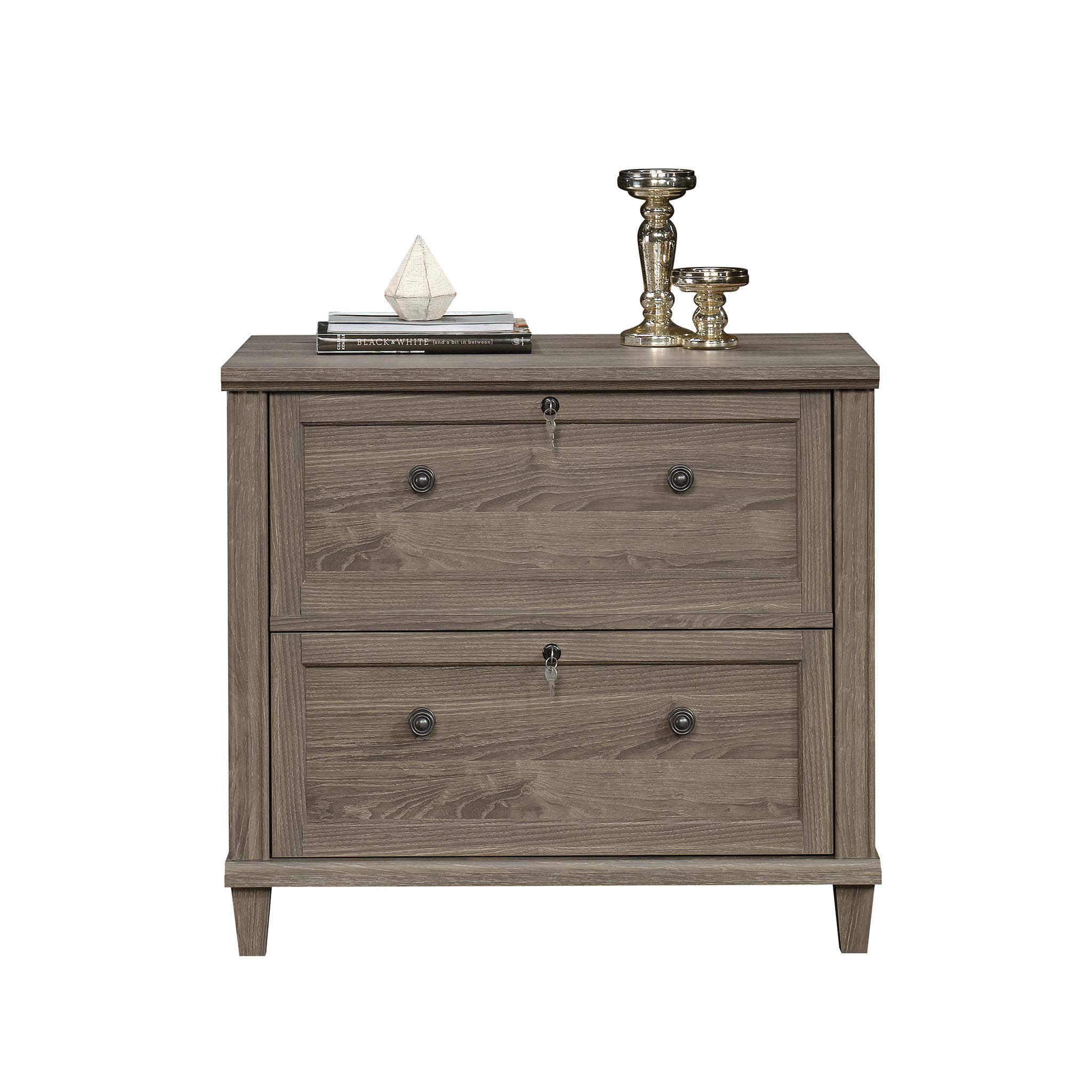 Sauder Hammond 2-Drawer Lateral File Cabinet with Lock - Home Office Storage Solution in Emery Oak Finish | Perfect for Organizing Documents & Office Supplies