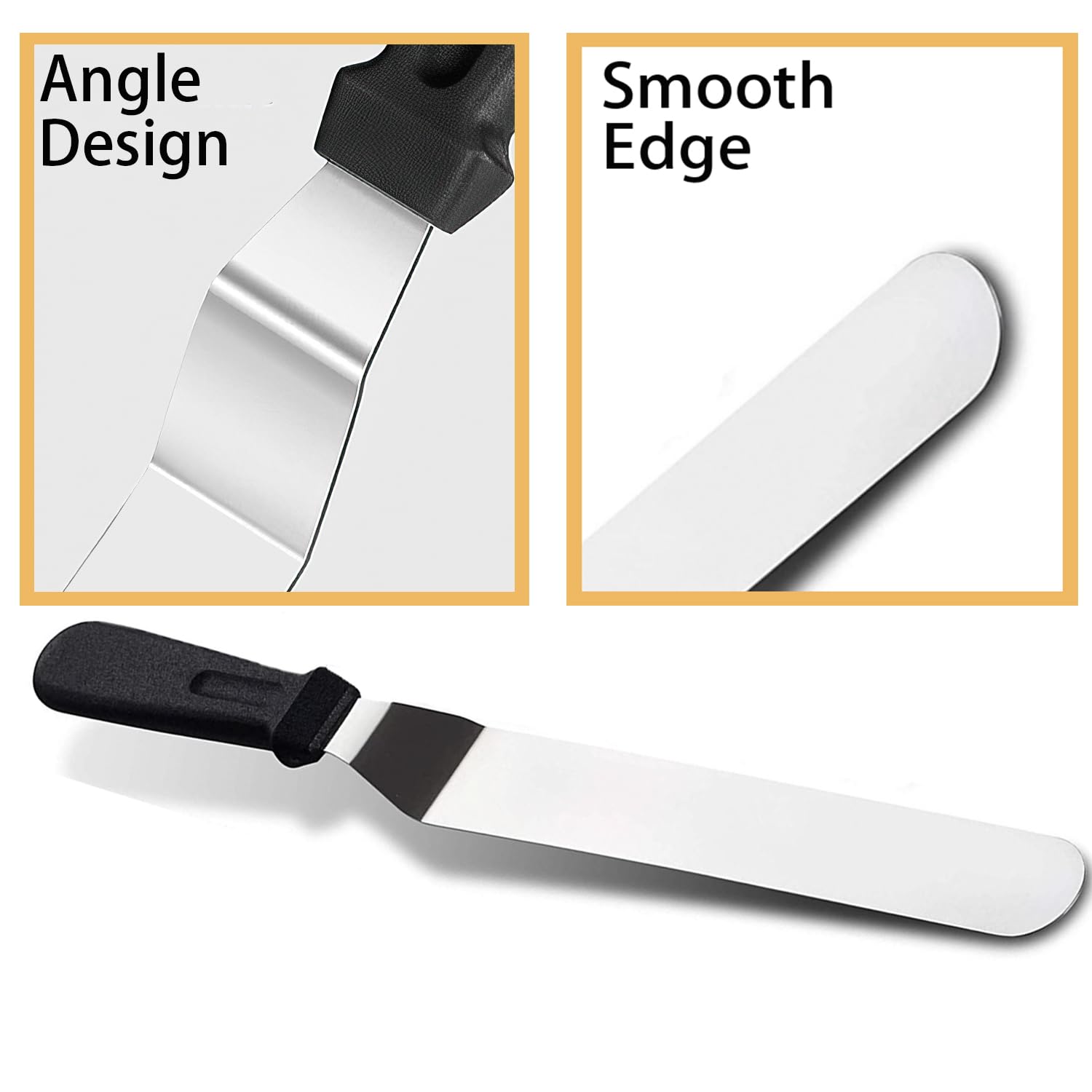 Professional Cake Decorating Spatula Set - 6, 8, 10 Inch Angled Offset Icing Spatulas for Smooth Frosting, Baking & Cake Design | Perfect for Home Bakers, Pastry Chefs & Wedding Cake Decorations
