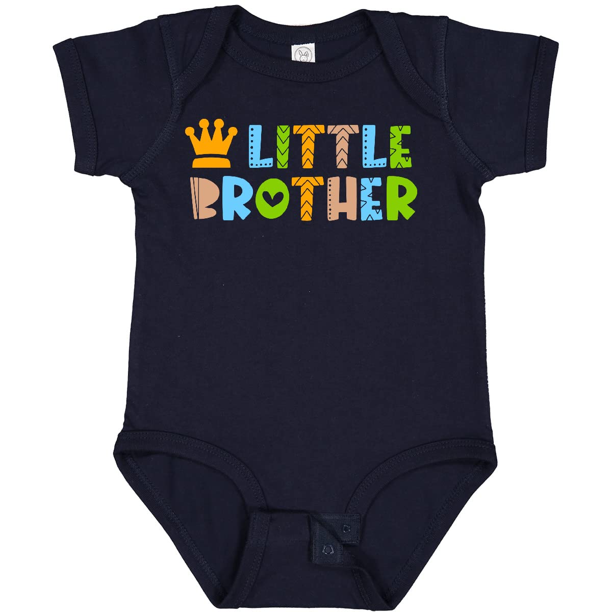 Inktastic Baby Little Brother with Crown Baby Bodysuit - Cute Cotton Onesie for Newborns & Infants - Perfect for Sibling Photos, Birthday Gifts & Family Matching Outfits