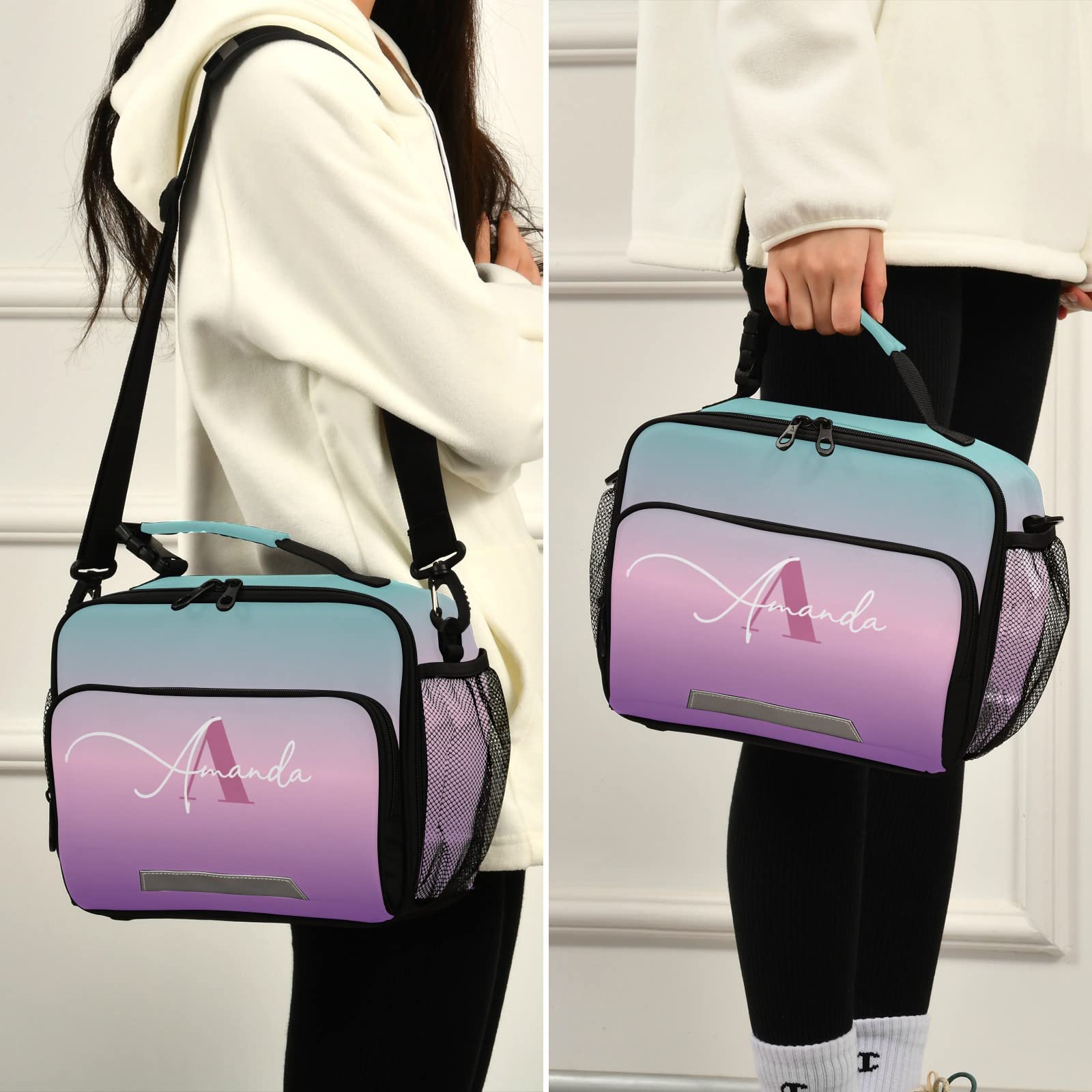 Custom Gradient Insulated Lunch Bag with Adjustable Shoulder Strap - Lightweight Lunch Box for Women, Students - Perfect for Work, School, Picnic & Outdoor Activities