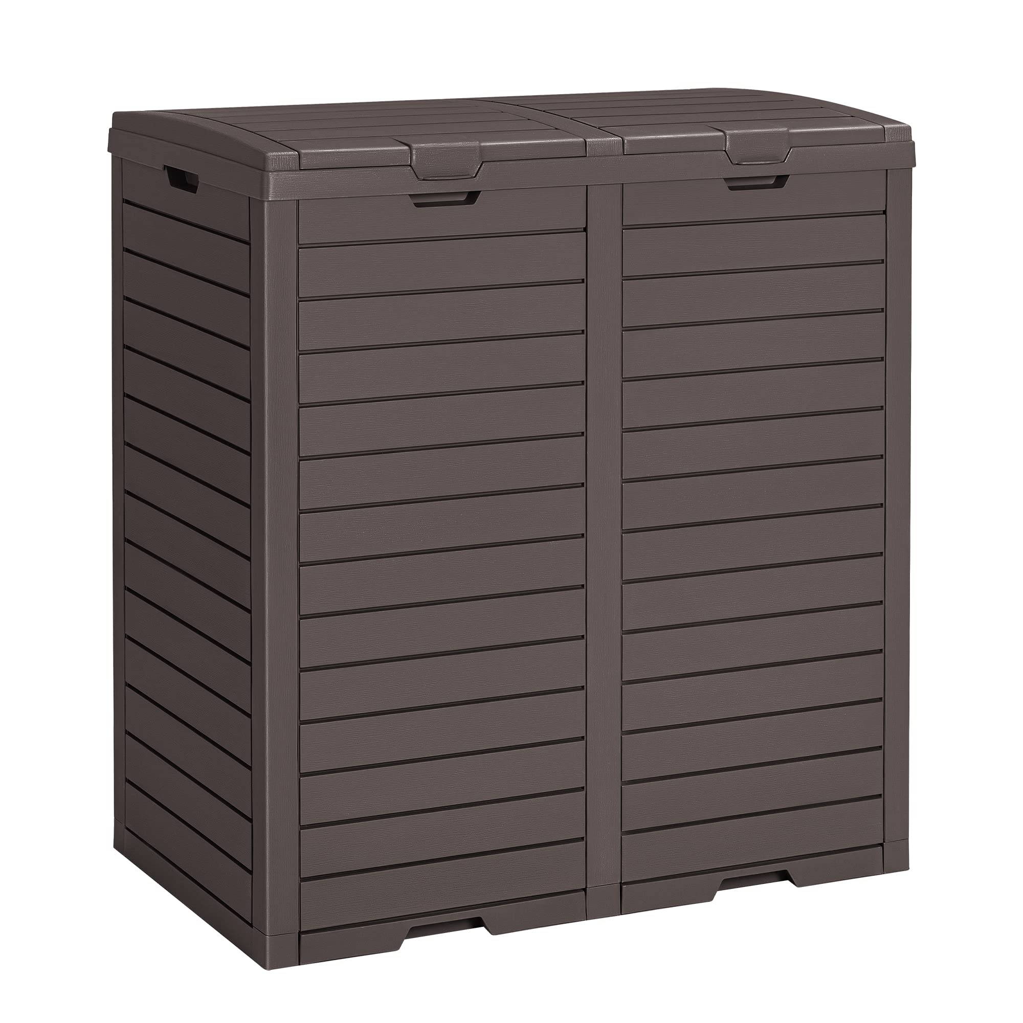 Devoko 78 Gallon Resin Outdoor Trash Can with Drip Tray & Armrest - Heavy Duty Double Waste Bin for Garage, Patio, Hideaway Kitchens - Perfect for Recycling, Yard Waste & Outdoor Gatherings