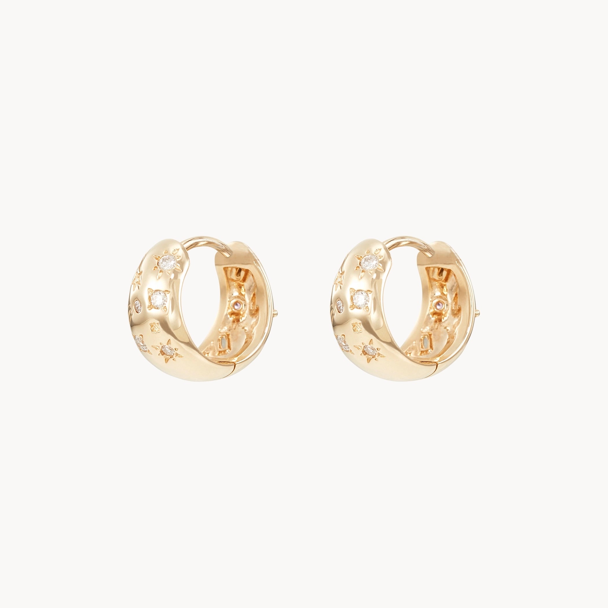 14K Yellow Gold Reversible Chunky Hoop Earrings with Natural Gemstones - Elegant Statement Jewelry for Women, Perfect for Parties, Weddings & Everyday Wear