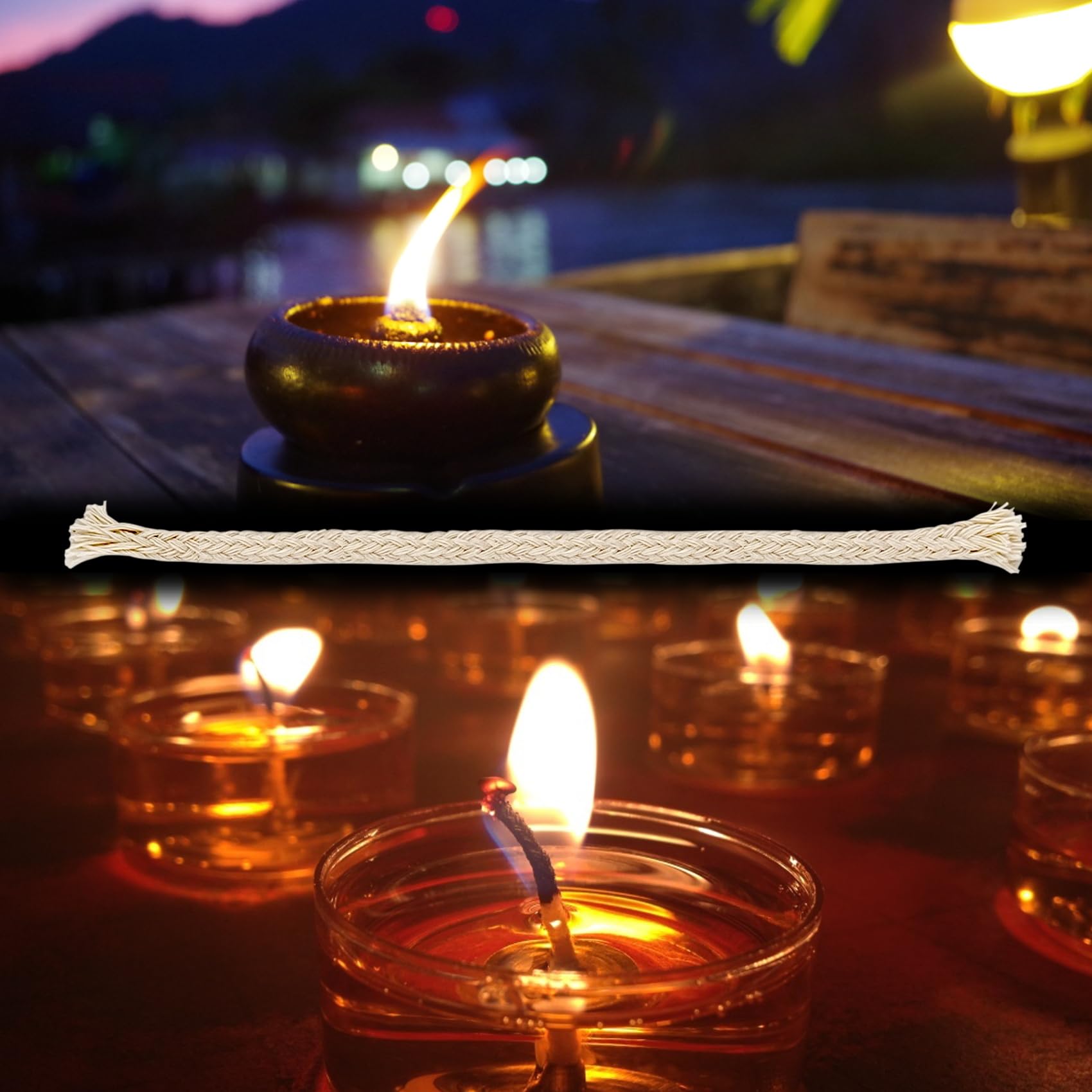 5 Pack 1/4 Inch Round Oil Lamp Wicks Replacement - Compatible with Torches, Alcohol Candle Burners, Kerosene Lamps & Oil Lanterns - Perfect for Outdoor Camping, Emergency Lighting & Home Decor (5 Count, 1/4 Inch)