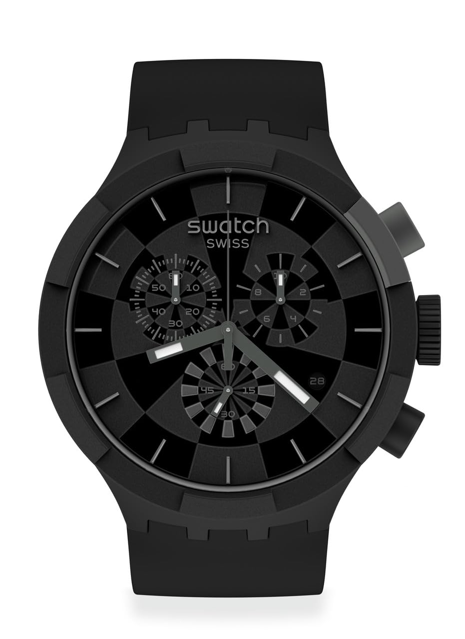 Swatch SB02B400 Quartz Casual Watch with Silicone Strap - Black, 20mm Band for Men & Women | Perfect for Everyday Wear, Office & Outdoor Activities
