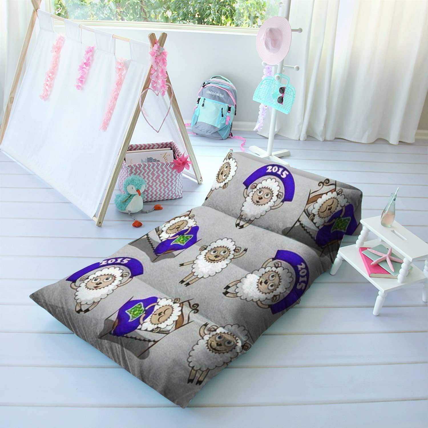 Soft Fluffy Kids Floor Pillow Bed - Cute Sheep Design Portable Sleeping Mat for Nap, Travel & Play - 26