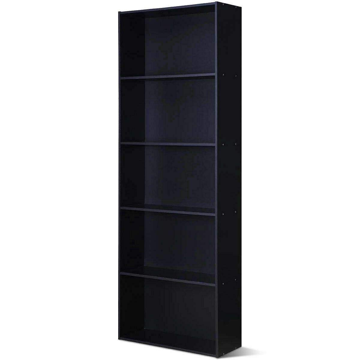 5-Tier Modern Black Bookcase - Sturdy Bookshelf Organizer for Home & Office - Perfect for Bedroom, Living Room & Study Decor - Book Storage & Display Shelf
