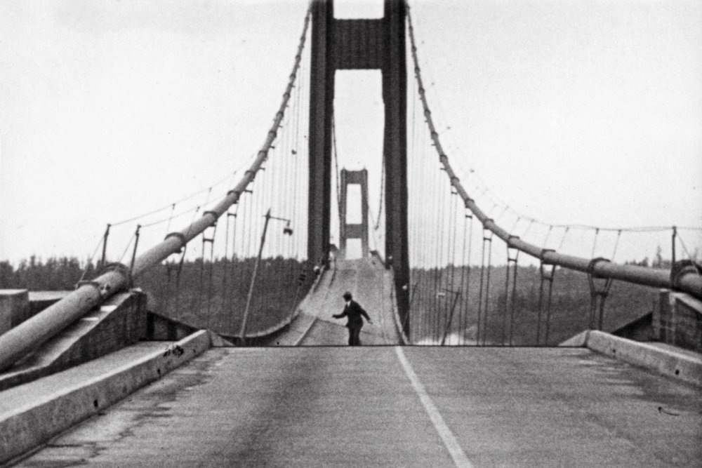 Vintage 1940 Tacoma Narrows Bridge Photograph - 24x36 Gallery Quality Metal Art Print, Aluminum Wall Decor for Home & Office - Historic Washington State Landmark - Perfect for Living Room, Study or Gift