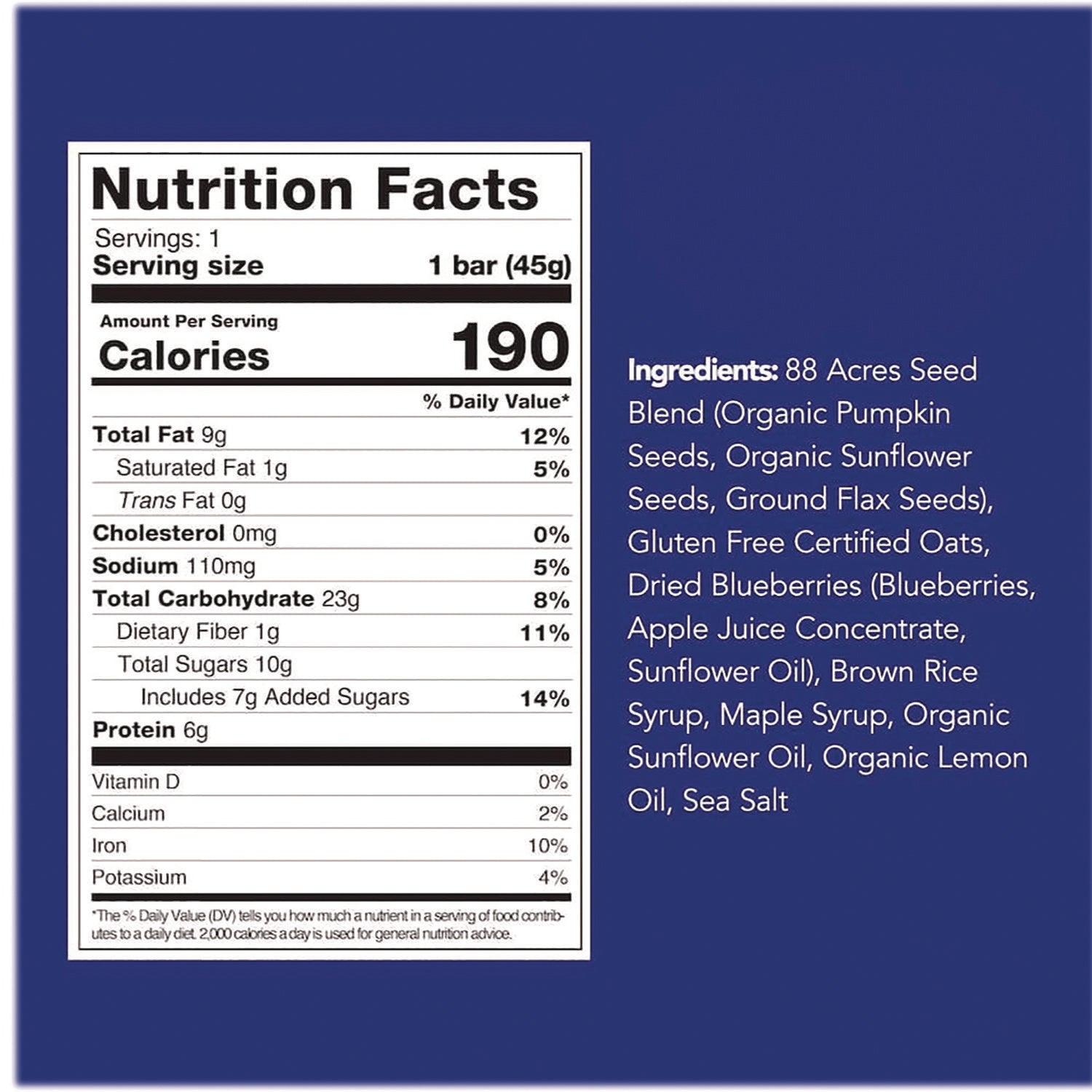 88 ACRES Warm 'N Chewey Gluten Free Blueberry Lemon Seed & Oat Bar - 1.6 oz (9 Pack) | Healthy Snack for Hiking, Work & On-the-Go Energy