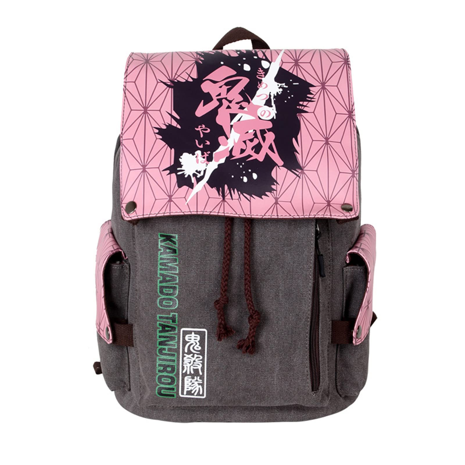 GLOOMALL Anime Demon Slayer Nezuko Kamado Backpack - Stylish Canvas Drawstring Shoulder Bag for School, Travel & Cosplay | Perfect Gift for Anime Fans