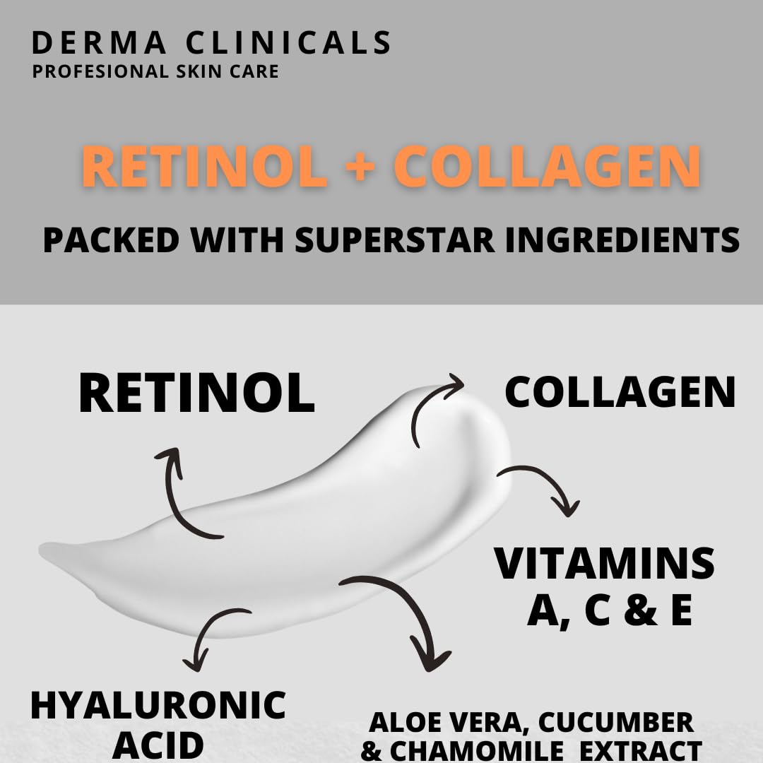 Retinol + Collagen Anti-Aging Face Cream with Hyaluronic Acid & Vitamin C - Day & Night Moisturizer for Wrinkles & Firming - 4oz - Perfect for Daily Skincare Routine & Anti-Wrinkle Treatment