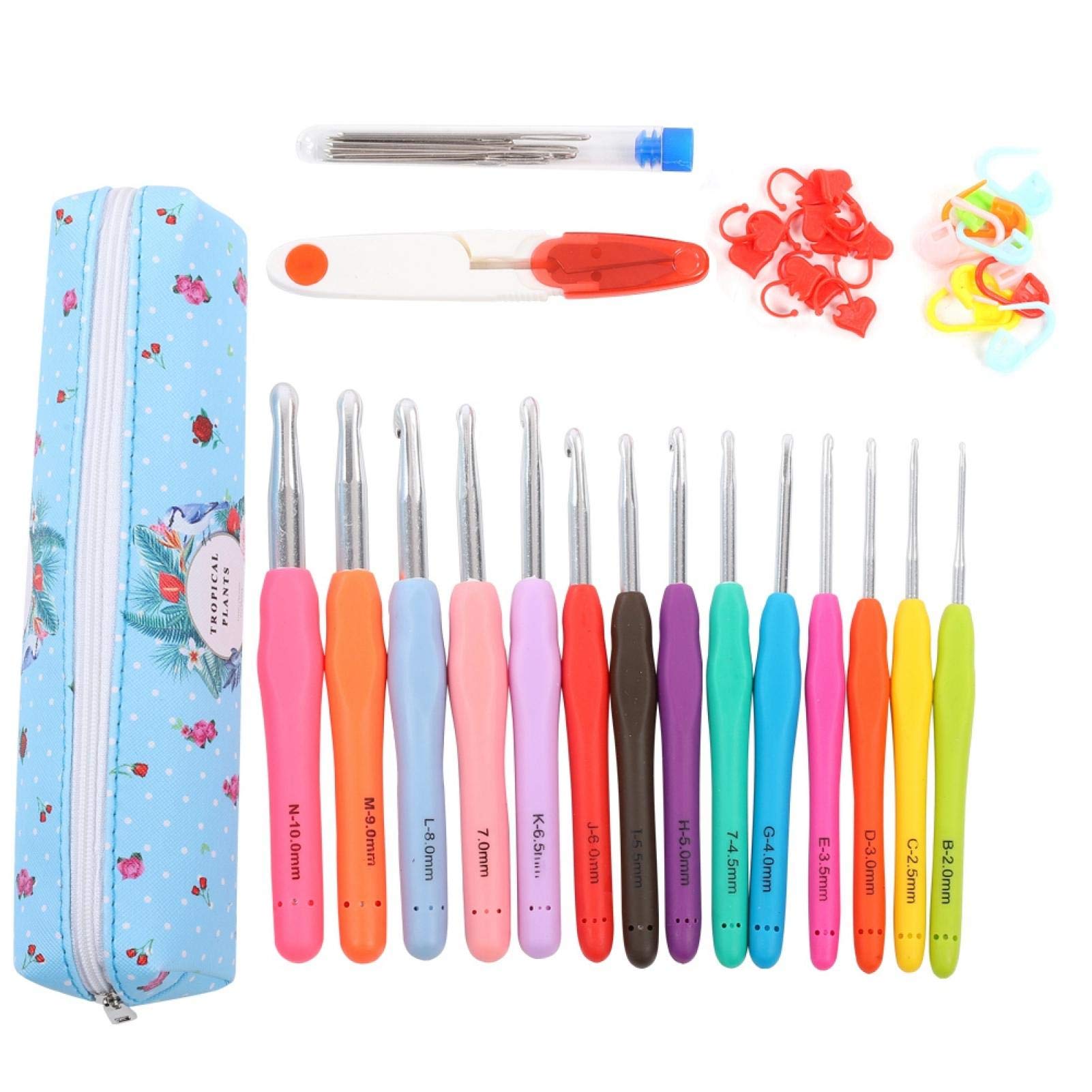 14Pcs Crochet Hook Set with Blue Scissors - Perfect Gift for Women & Moms | DIY Yarn Crafts, Knitting Projects, Home Decor & Handmade Gifts