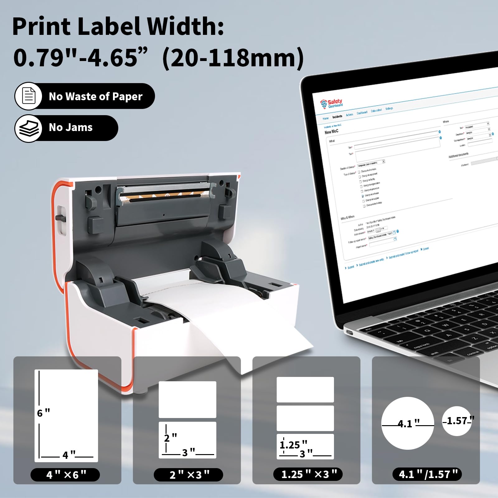 Yinleader 4x6 Bluetooth Thermal Shipping Label Printer - Compatible with Chrome OS, Windows, Mac, iOS & Android - Works with Amazon, eBay, UPS, USPS, FedEx, Shopify - Wireless Label Maker for Home Office & Small Business Shipping Needs (White)