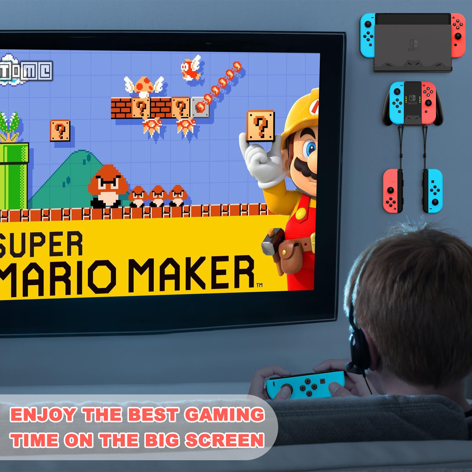 Nintendo Switch & Switch OLED Wall Mount with Controller Holder - Steel TV Mount for Secure Storage Near or Behind TV | Perfect for Gaming Setups & Home Entertainment