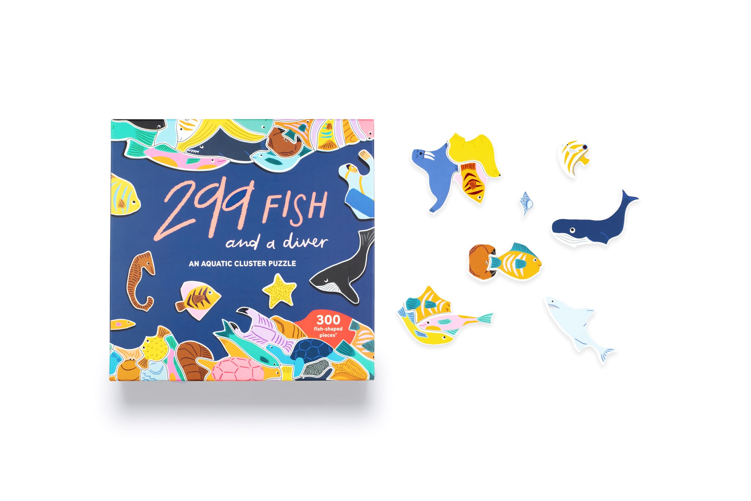300 Piece Jigsaw Puzzle - Aquatic Cluster Puzzle with Fish & Diver | Challenging Ocean-Themed Brain Teaser for Adults & Kids | Perfect for Family Game Night & Educational Play