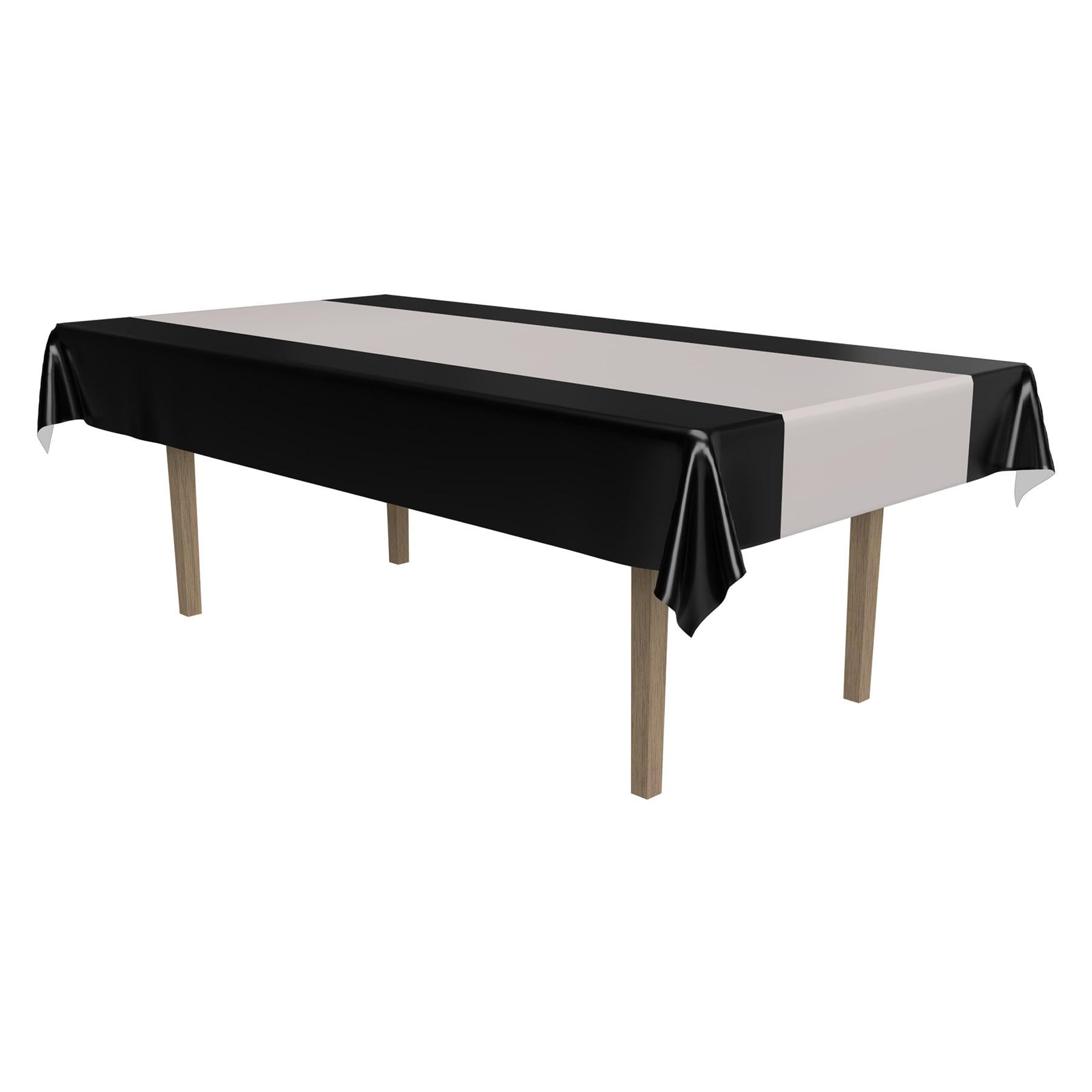 12 Pack Beistle Black and Silver Party Table Covers - Premium Disposable Tablecloths for Birthday, Wedding, and Holiday Decorations